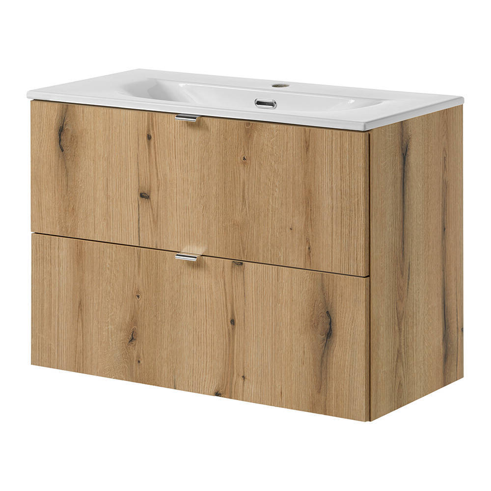 Mueble de baño con lavabo newport 80x57x39 cm - efecto roble [en.casa]