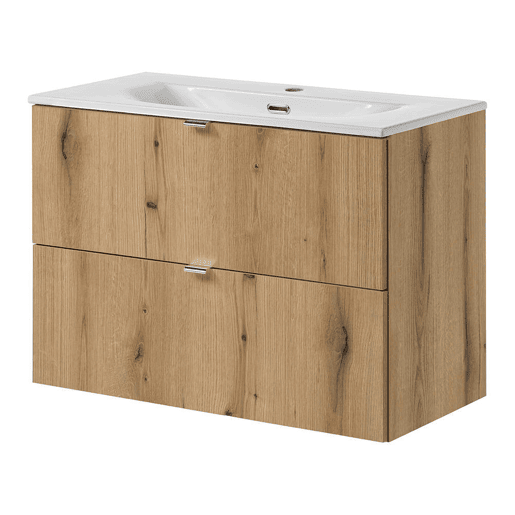 Móvel de casa de banho Newport com lavatório 80x57x39 cm - Efeito carvalho en.casa
