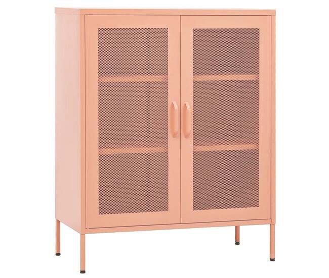 Vidaxl armario de almacenamiento acero rosa 80x35x101,5 cm
