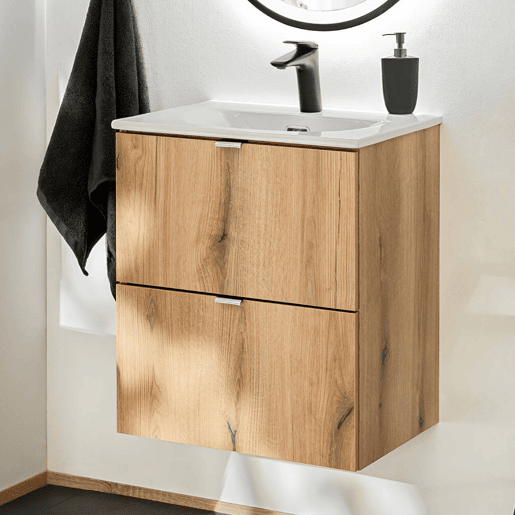 Móvel de casa de banho Newport com lavatório 50x57x39 cm - Efeito carvalho en.casa