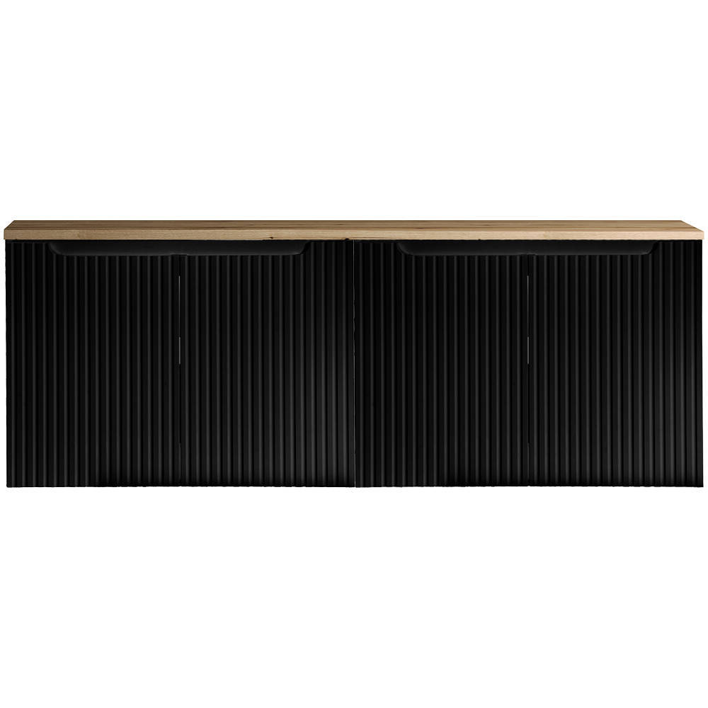 Mueble de baño bajo lavabo newport con 4 puertas 160x60x40 cm - negro/efecto roble [en.casa]