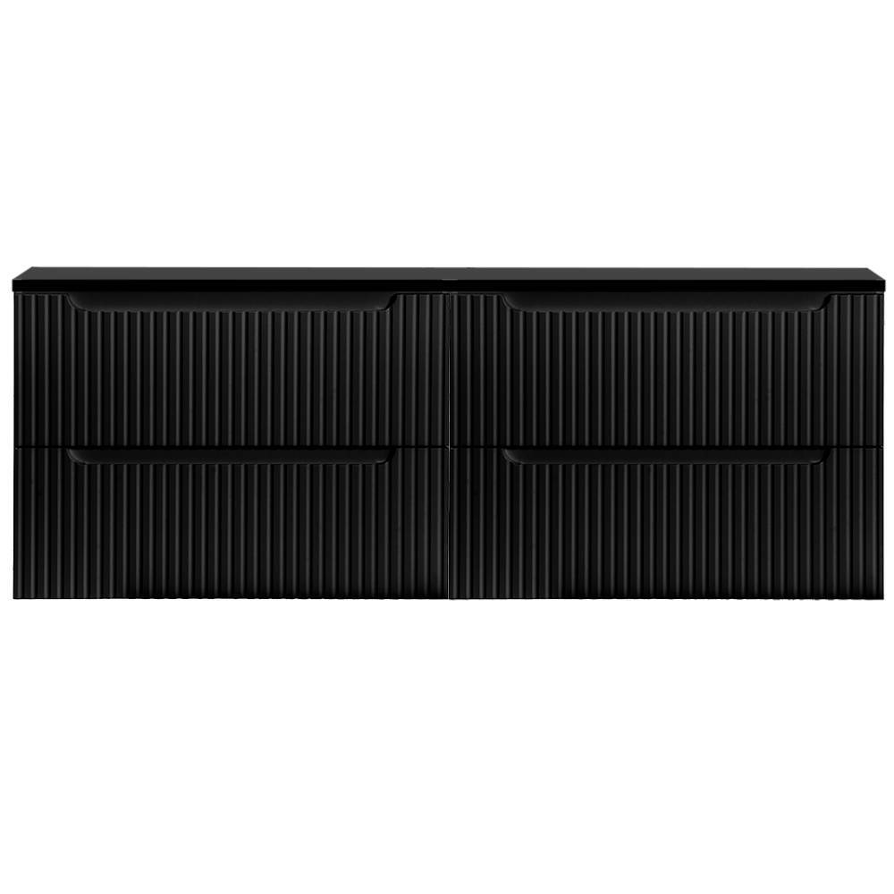 Mueble bajo para doble lavabo newport de pared con 4 cajones mdf 160x60x40 cm - negro