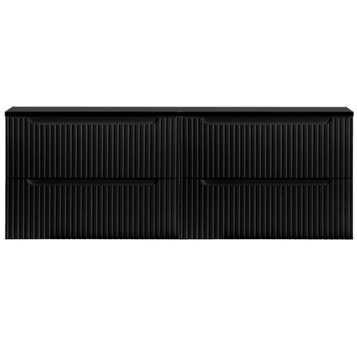 Móvel de casa de banho para lavatório duplo Newport com 4 gavetas MDF 160x60x40 cm - Preto