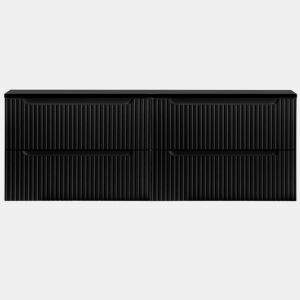Móvel de casa de banho para lavatório duplo Newport com 4 gavetas MDF 160x60x40 cm - Preto