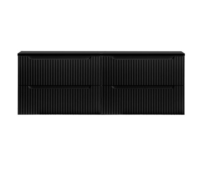 Mueble bajo para doble lavabo newport de pared con 4 cajones mdf 160x60x40 cm - negro