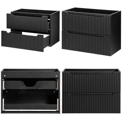 Móvel de casa de banho para lavatório duplo Newport com 4 gavetas MDF 160x60x40 cm - Preto