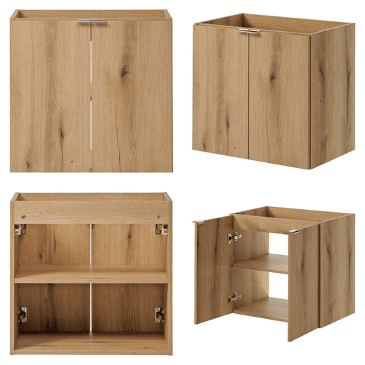 Conjunto de móveis de casa de banho Newport com 2 lavatórios 120x57x39 cm - Efeito carvalhopreto en.casa