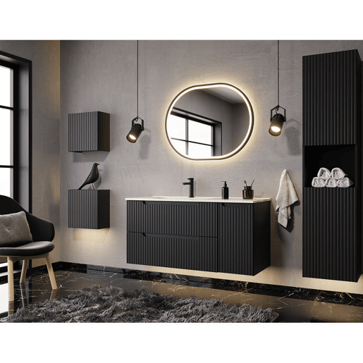 Armário mural de casa de banho Newport 57x30x19 cm - Preto en.casa
