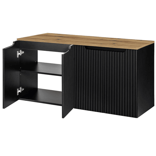 Móvel de casa de banho para lavatório Newport com 4 portas 120x60x40 cm - Efeito pretocarvalho en.casa