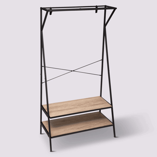 Cabide Jano Hallway em Preto e Carvalho 80x160 cm
