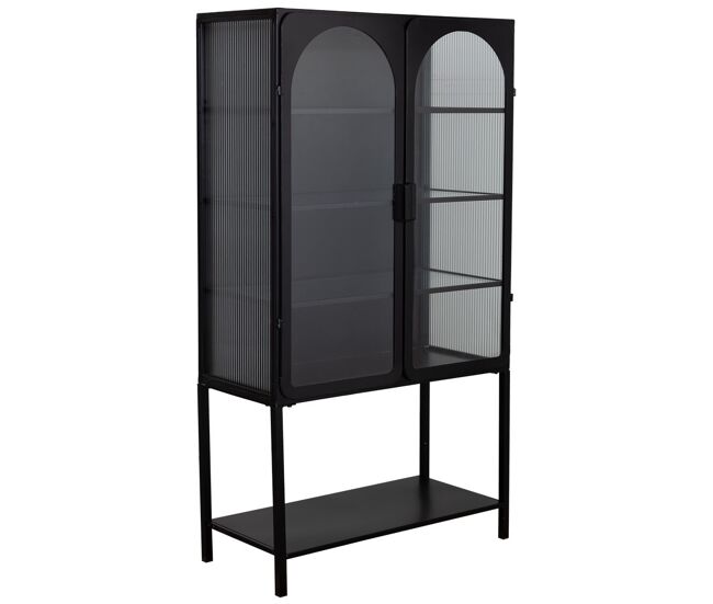 Vitrina de metal lac negro de 2 puertas 88x44x160