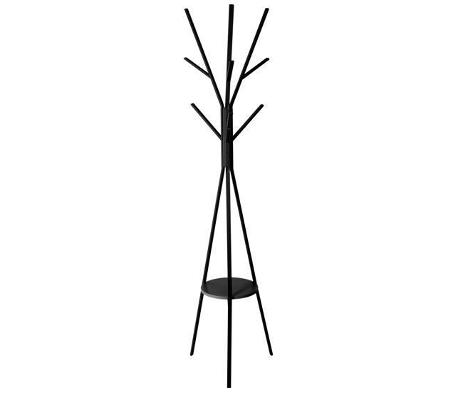 Perchero auxiliar negro metal 9 colgadores 180 cm