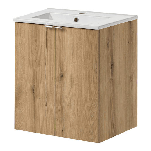 Móvel de casa de banho Newport com lavatório e 2 portas 50x57x39cm- Efeito carvalho en.casa