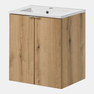 Móvel de casa de banho Newport com lavatório e 2 portas 50x57x39cm- Efeito carvalho en.casa