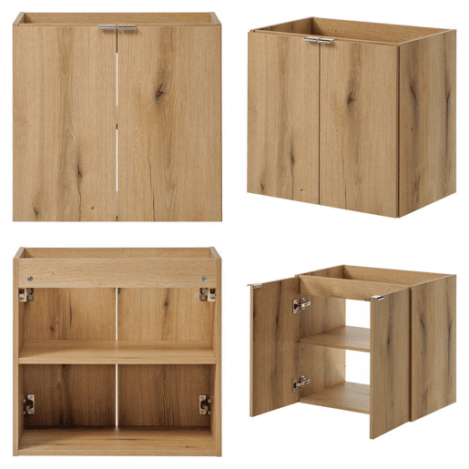 Conjunto de móveis de casa de banho Newport com lavatório 60x57x39 cm - Efeito carvalhopreto en.casa