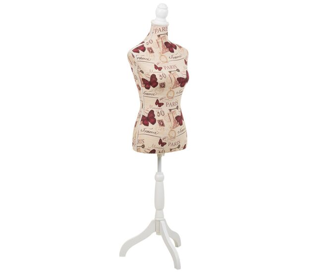 Maniquí de madera y espuma forrado de tela marrón 24x37,5x168