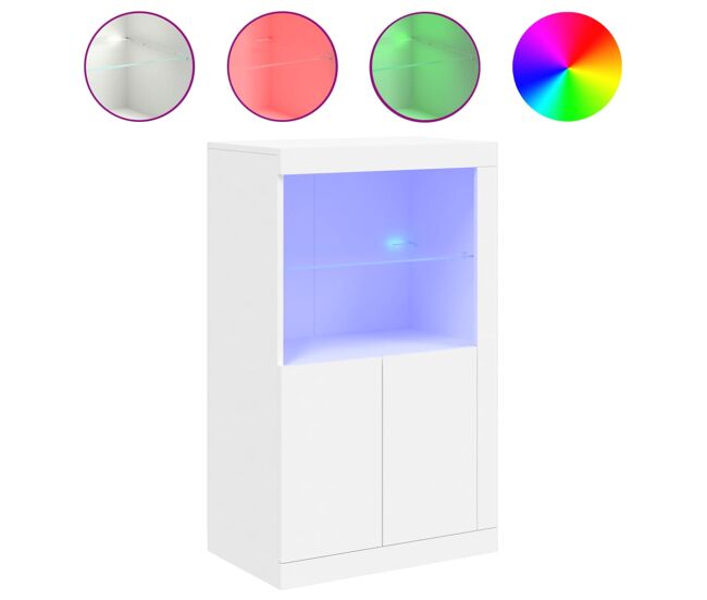 Vidaxl aparador con luces led madera de ingeniería blanco