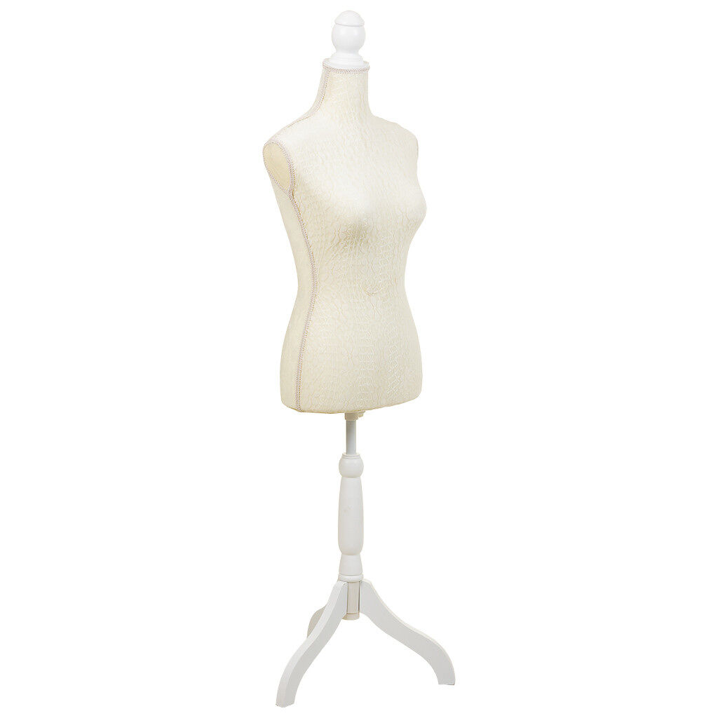 Maniquí de madera y espuma forrado de tela beige 24x37,5x168