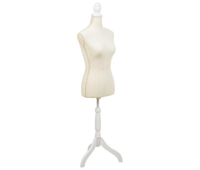 Maniquí de madera y espuma forrado de tela beige 24x37,5x168