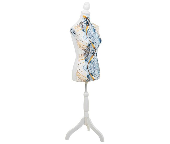 Maniquí de madera y espuma forrado de tela azul 24x37,5x168