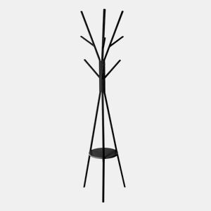 WellHome - Cabide de madeira e metal MDF preto Alt.180cm