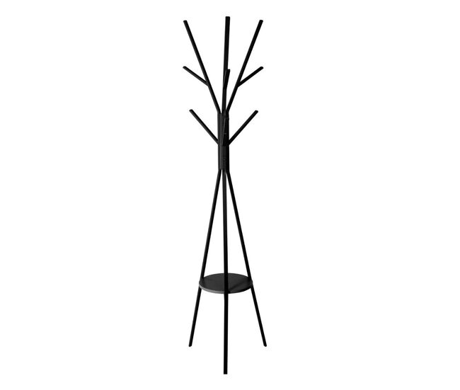 Wellhome - perchero de madera y metal mdf negro de h.180cm
