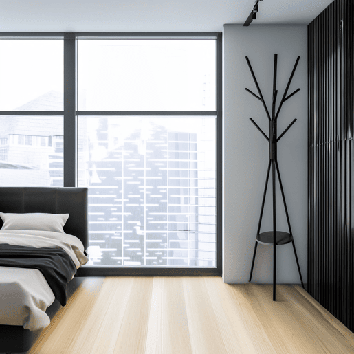 WellHome - Cabide de madeira e metal MDF preto Alt.180cm