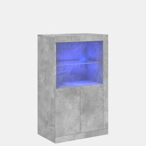 vidaXL Armário de apoio c luzes LED derivados madeira cinza cimento