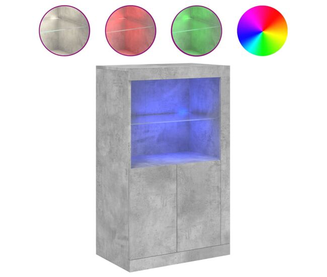 Vidaxl aparador con luces led madera de ingeniería gris hormigón