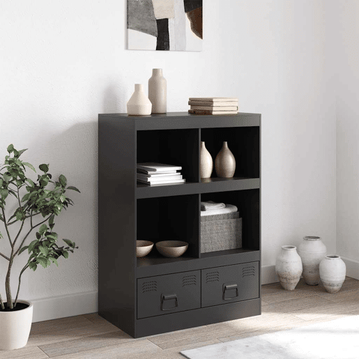 vidaXL Aparador alto 67x39x95 cm aço preto