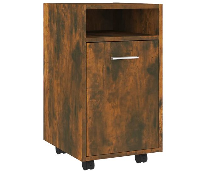 Vidaxl armario auxiliar ruedas contrachapado roble ahumado 33x38x60 cm