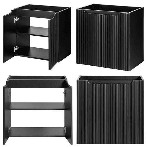 Móvel de casa de banho para lavatório Newport com 3 portas 80x60x40 cm - Preto en.casa