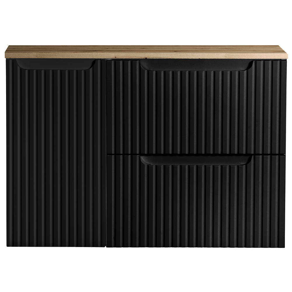 Mueble bajo lavabo newport mural con 2 cajones mdf 80x60x40 cm - roble/negro
