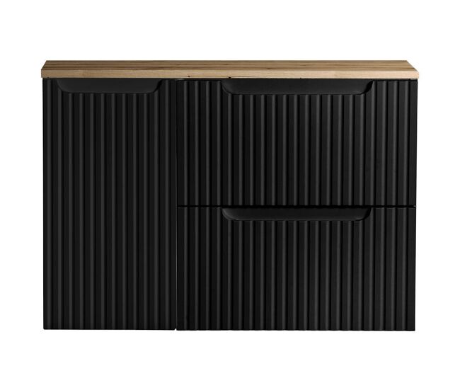 Mueble bajo lavabo newport mural con 2 cajones mdf 80x60x40 cm - roble/negro