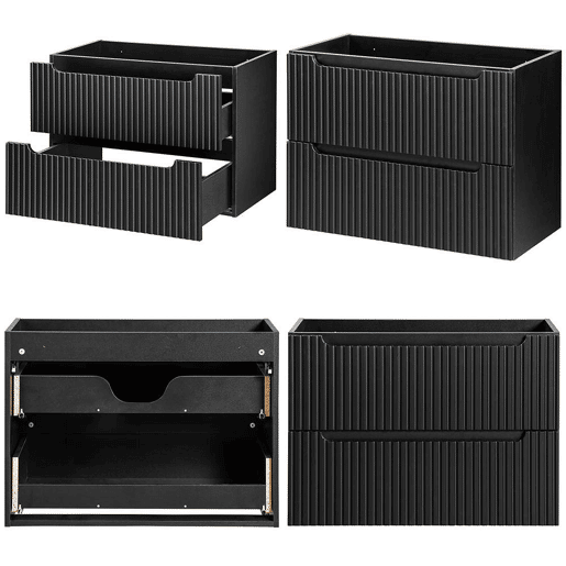 Móvel de casa de banho para lavatório Newport com 2 gavetas MDF 80x60x40 cm - Preto