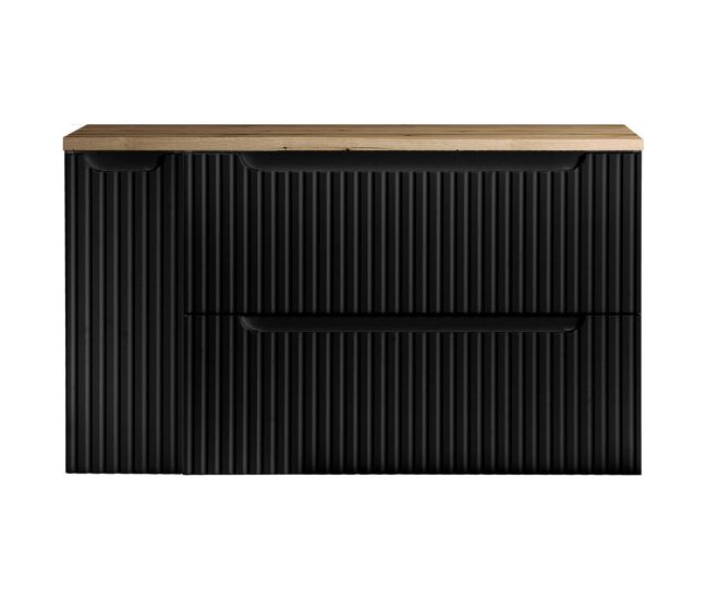 Mueble de baño bajo lavabo newport 100x60x40 cm - negro/efecto roble