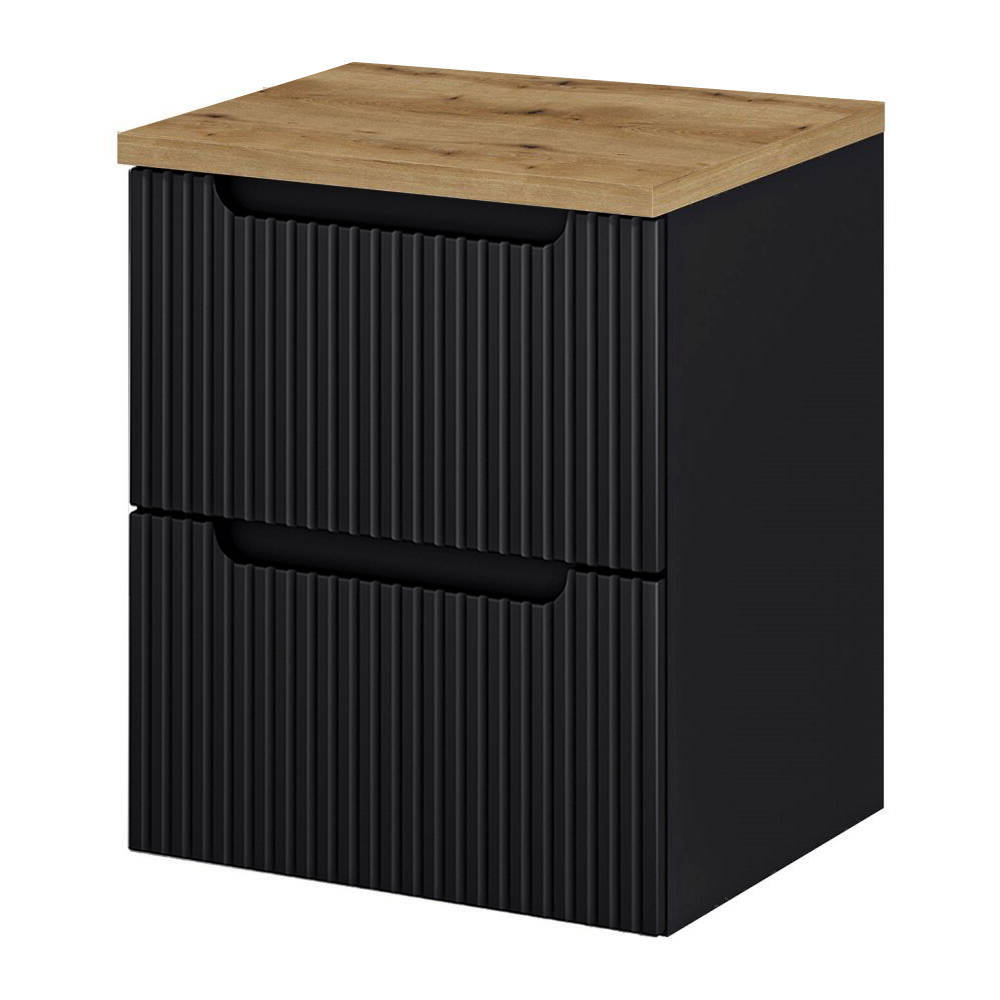 Mueble bajo lavabo newport de pared con 2 cajones mdf 50x60x40 cm - negro/roble