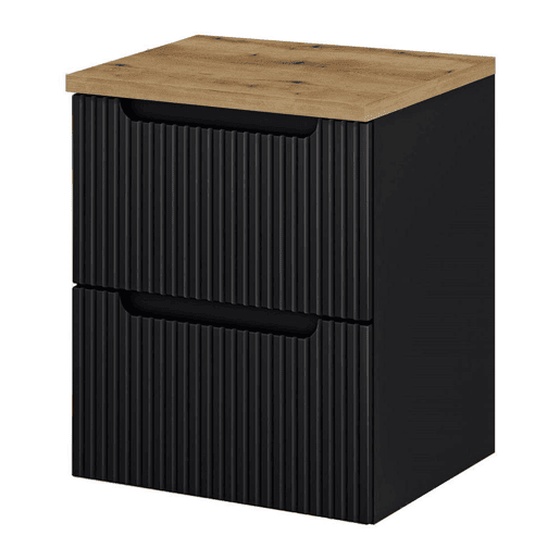 Móvel de casa de banho para lavatório Newport com 2 gavetas MDF 50x60x40 cm - PretoCarvalho