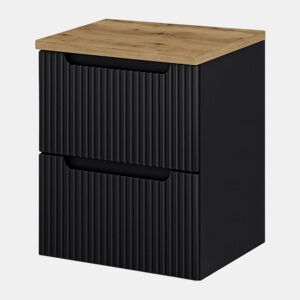 Móvel de casa de banho para lavatório Newport com 2 gavetas MDF 50x60x40 cm - PretoCarvalho
