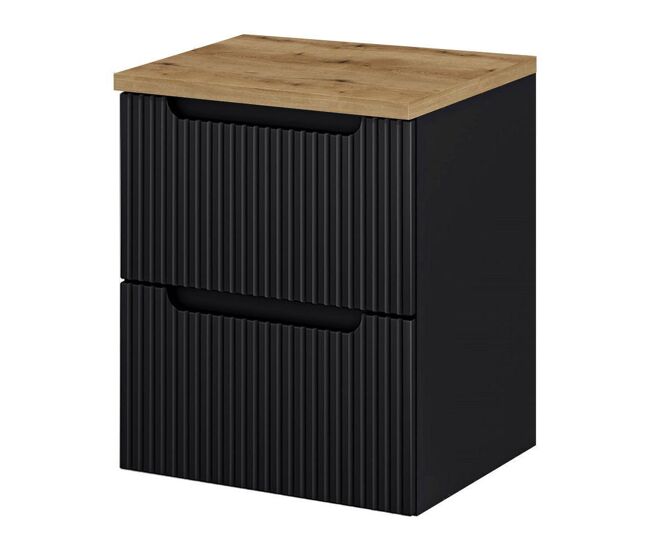 Mueble bajo lavabo newport de pared con 2 cajones mdf 50x60x40 cm - negro/roble