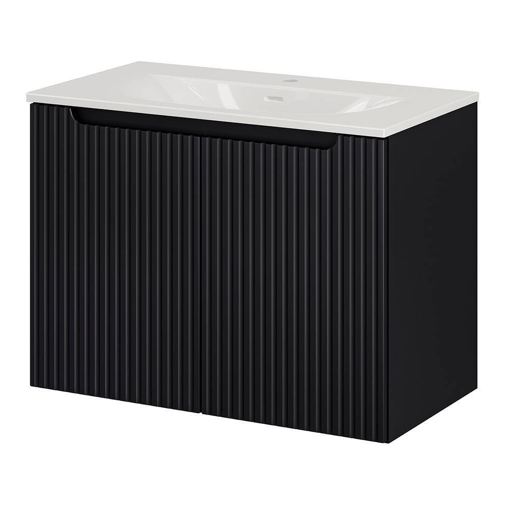 Mueble de baño newport con lavabo y 2 puertas 80x57x39cm - negro [en.casa]