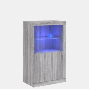 vidaXL Armário de apoio c luzes LED derivados madeira cinzento sonoma