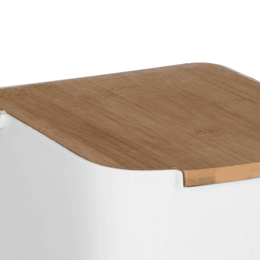 Lixeira de banheiro WellHome com tampa de bambu 'Baltik' 5L branco