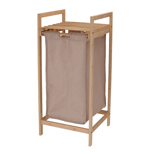 WellHome - Cesto de roupa suja em bambu com prateleira 33x33x73cm