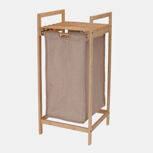 WellHome - Cesto de roupa suja em bambu com prateleira 33x33x73cm