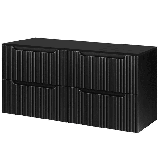 Móvel de casa de banho para lavatório duplo Newport com 4 gavetas MDF 120x60x40 cm - Preto