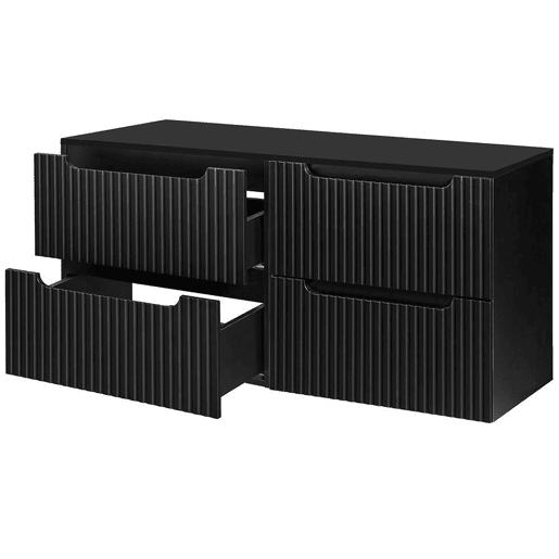 Móvel de casa de banho para lavatório duplo Newport com 4 gavetas MDF 120x60x40 cm - Preto