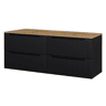 Móvel de casa de banho para lavatório doble Newport com 4 gavetas MDF 160x60x40 cm - PretoCarvalho
