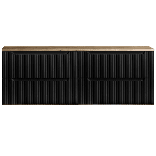 Móvel de casa de banho para lavatório doble Newport com 4 gavetas MDF 160x60x40 cm - PretoCarvalho