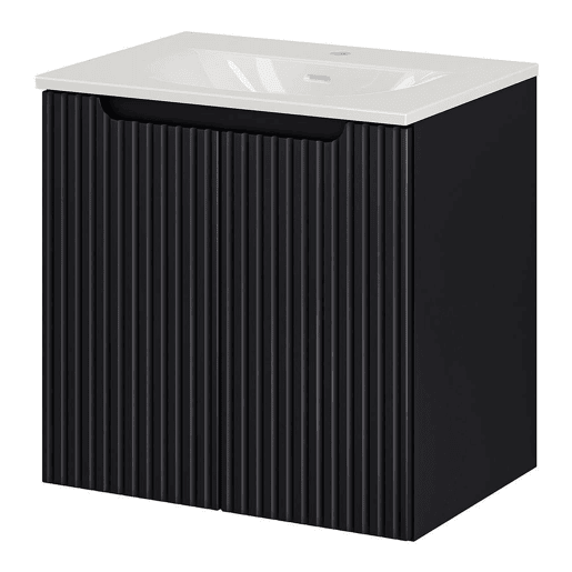 Móvel de casa de banho Newport com lavatório e 2 portas 60x57x39cm - Preto en.casa